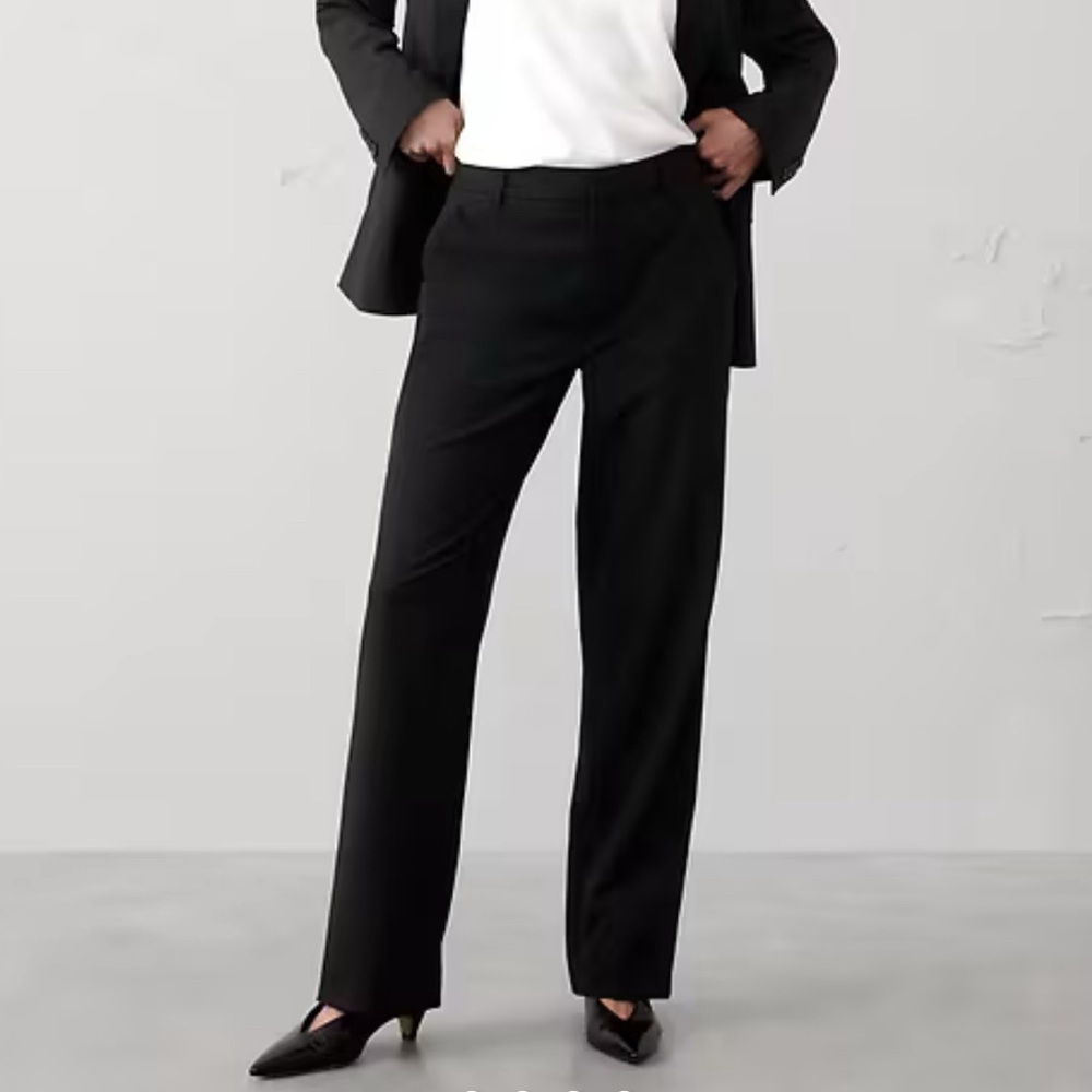 Banana Republic Black Straight High-Rise Sculpted Trousers